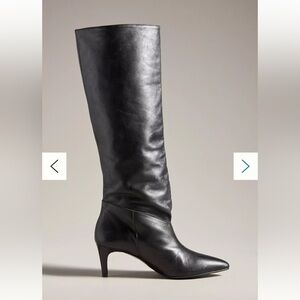 Anthropologie Leather Tall Black Boots Size EU 36